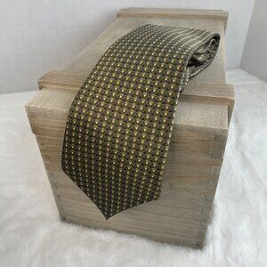Peter Thomas By Superba 100% Silk Necktie Geometric Olive & Navy Mens Tie NWT